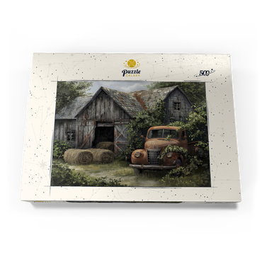 Darstellung des Puzzle Motivs Weathered Barn with Classic Rusty Truck 500 Puzzle Schachtel Ansicht3