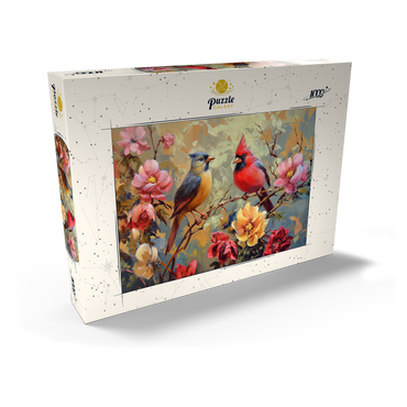 Darstellung des Puzzle Motivs Cardinal and Songbird Among Blossoms 1000 Puzzle Schachtel Ansicht2