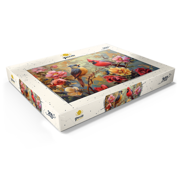Darstellung des Puzzle Motivs Cardinal and Songbird Among Blossoms 200 Puzzle Schachtel Ansicht1