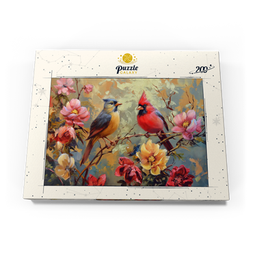 Darstellung des Puzzle Motivs Cardinal and Songbird Among Blossoms 200 Puzzle Schachtel Ansicht3