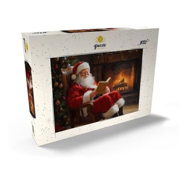 Darstellung des Puzzle Motivs Santa Claus Relaxing by Fireplace 1000 Puzzle Schachtel Ansicht2