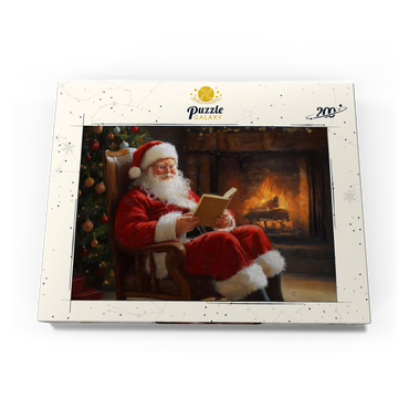Darstellung des Puzzle Motivs Santa Claus Relaxing by Fireplace 200 Puzzle Schachtel Ansicht3