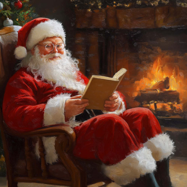 Darstellung des Puzzle Motivs Santa Claus Relaxing by Fireplace 200 Puzzle 3D Modell