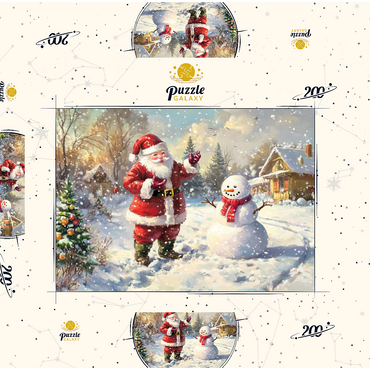 Darstellung des Puzzle Motivs Santa Claus and Snowman in Winter Scene 200 Puzzle Schachtel 3D Modell