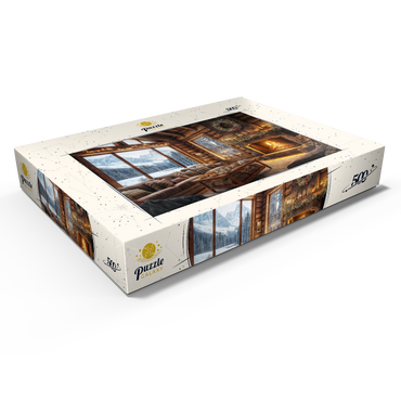 Darstellung des Puzzle Motivs Cozy Log Cabin with Mountain View 500 Puzzle Schachtel Ansicht1