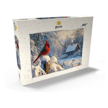 Darstellung des Puzzle Motivs Northern Cardinal in Snowy Winter Landscape 1000 Puzzle Schachtel Ansicht2