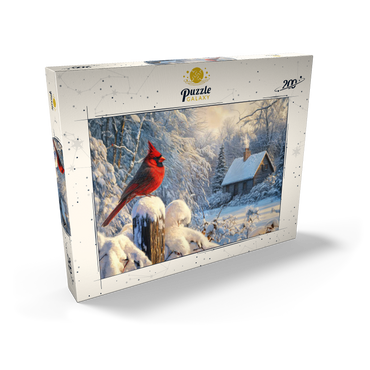 Darstellung des Puzzle Motivs Northern Cardinal in Snowy Winter Landscape 200 Puzzle Schachtel Ansicht2