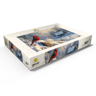 Darstellung des Puzzle Motivs Northern Cardinal in Snowy Winter Landscape 500 Puzzle Schachtel Ansicht1