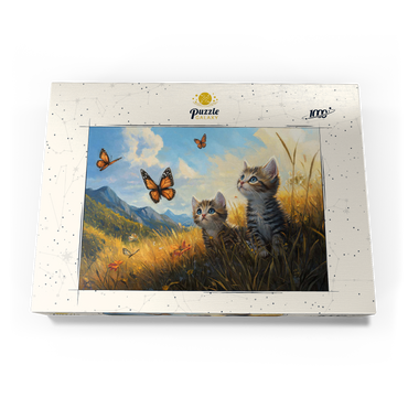 Darstellung des Puzzle Motivs Kittens Watching Butterflies in Sunny Meadow 1000 Puzzle Schachtel Ansicht3