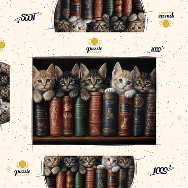 Darstellung des Puzzle Motivs Adorable Kittens Nestled Among Vintage Books 1000 Puzzle Schachtel 3D Modell