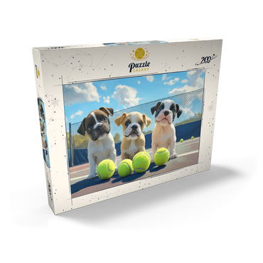 Darstellung des Puzzle Motivs Adorable Puppies Playing with Tennis Balls 200 Puzzle Schachtel Ansicht2