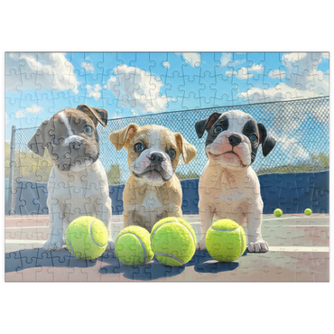 Darstellung des Puzzle Motivs puzzleplate Adorable Puppies Playing with Tennis Balls 200 Puzzle