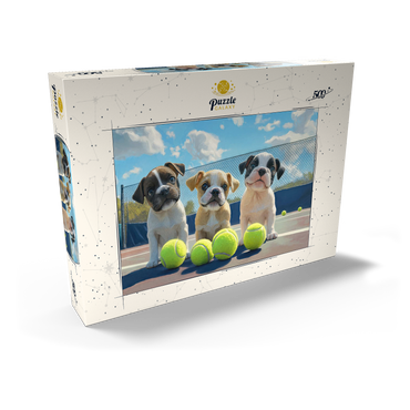 Darstellung des Puzzle Motivs Adorable Puppies Playing with Tennis Balls 500 Puzzle Schachtel Ansicht2