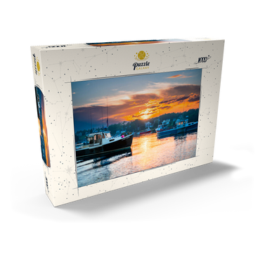 Darstellung des Puzzle Motivs Fishing Boats at Sunset in Coastal Harbor 1000 Puzzle Schachtel Ansicht2