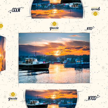 Darstellung des Puzzle Motivs Fishing Boats at Sunset in Coastal Harbor 1000 Puzzle Schachtel 3D Modell