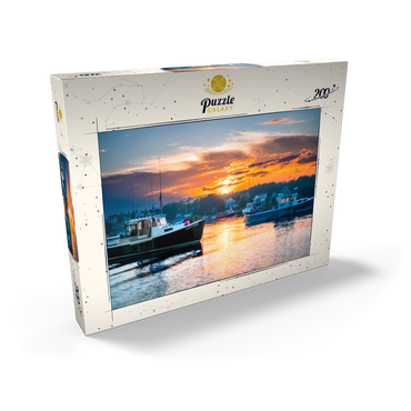 Darstellung des Puzzle Motivs Fishing Boats at Sunset in Coastal Harbor 200 Puzzle Schachtel Ansicht2