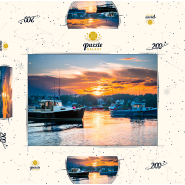 Darstellung des Puzzle Motivs Fishing Boats at Sunset in Coastal Harbor 200 Puzzle Schachtel 3D Modell