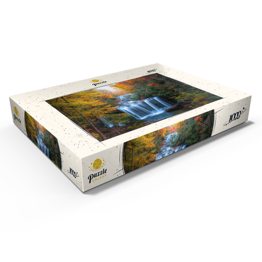 Darstellung des Puzzle Motivs Autumn Waterfall Surrounded by Vibrant Foliage 1000 Puzzle Schachtel Ansicht1