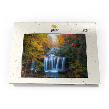 Darstellung des Puzzle Motivs Autumn Waterfall Surrounded by Vibrant Foliage 1000 Puzzle Schachtel Ansicht3