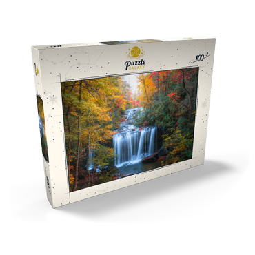 Darstellung des Puzzle Motivs Autumn Waterfall Surrounded by Vibrant Foliage 100 Puzzle Schachtel Ansicht2