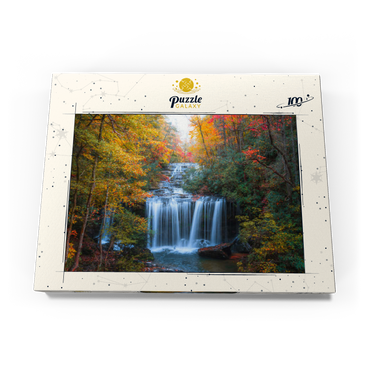 Darstellung des Puzzle Motivs Autumn Waterfall Surrounded by Vibrant Foliage 100 Puzzle Schachtel Ansicht3