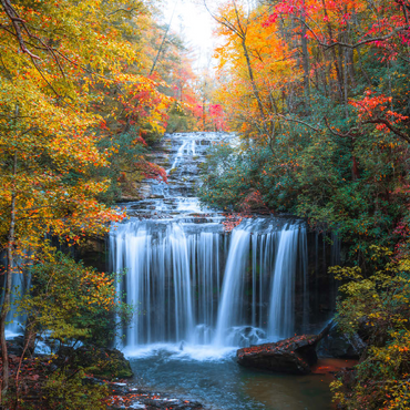 Darstellung des Puzzle Motivs Autumn Waterfall Surrounded by Vibrant Foliage 100 Puzzle 3D Modell