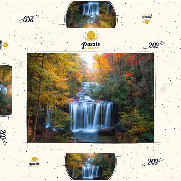 Darstellung des Puzzle Motivs Autumn Waterfall Surrounded by Vibrant Foliage 200 Puzzle Schachtel 3D Modell