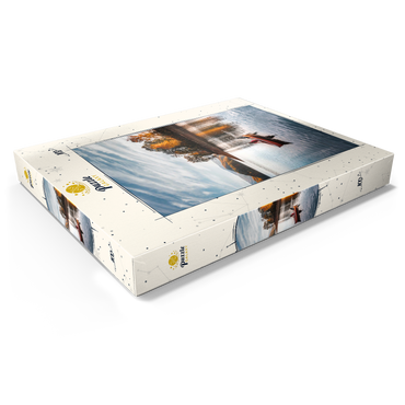 Darstellung des Puzzle Motivs Canoeing on Tranquil Lake in Autumn 100 Puzzle Schachtel Ansicht1