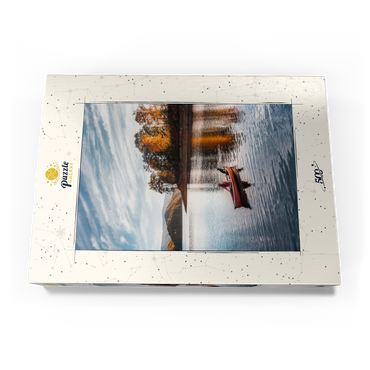 Darstellung des Puzzle Motivs Canoeing on Tranquil Lake in Autumn 500 Puzzle Schachtel Ansicht3
