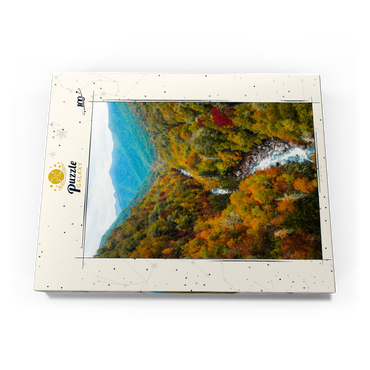 Darstellung des Puzzle Motivs Autumn Mountain Valley with Flowing River 100 Puzzle Schachtel Ansicht3