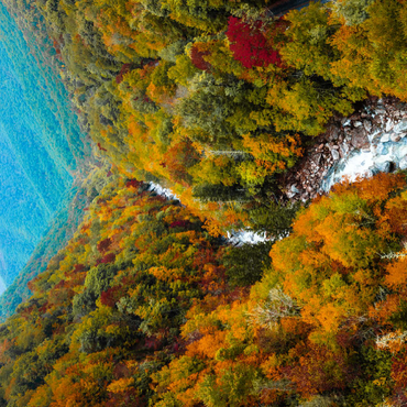 Darstellung des Puzzle Motivs Autumn Mountain Valley with Flowing River 100 Puzzle 3D Modell