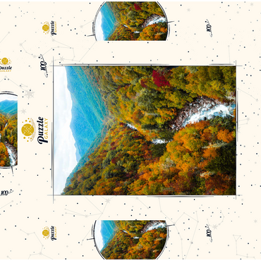 Darstellung des Puzzle Motivs Autumn Mountain Valley with Flowing River 100 Puzzle Schachtel 3D Modell
