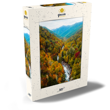 Darstellung des Puzzle Motivs Autumn Mountain Valley with Flowing River 500 Puzzle Schachtel Ansicht2
