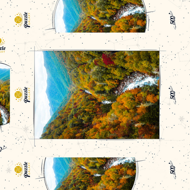 Darstellung des Puzzle Motivs Autumn Mountain Valley with Flowing River 500 Puzzle Schachtel 3D Modell