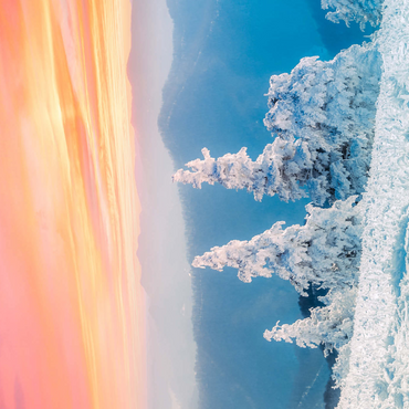 Darstellung des Puzzle Motivs Snow-Covered Trees at Sunset in Winter Mountains 1000 Puzzle 3D Modell