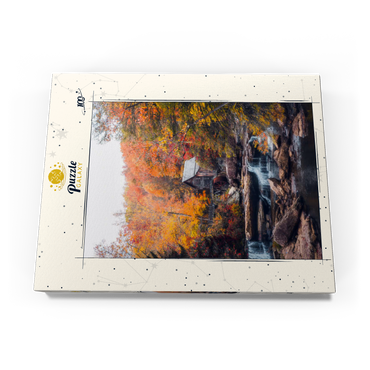 Darstellung des Puzzle Motivs Historic Mill Amid Vibrant Autumn Foliage 100 Puzzle Schachtel Ansicht3