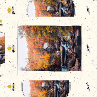 Darstellung des Puzzle Motivs Historic Mill Amid Vibrant Autumn Foliage 500 Puzzle Schachtel 3D Modell