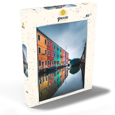 Darstellung des Puzzle Motivs Colorful Houses Along Burano Canal 100 Puzzle Schachtel Ansicht2