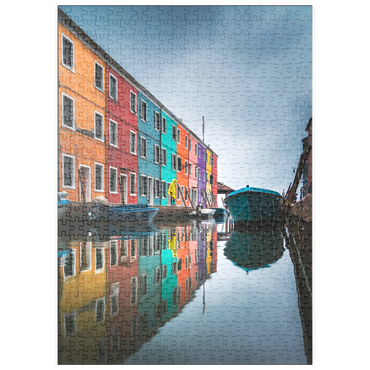 Darstellung des Puzzle Motivs puzzleplate Colorful Houses Along Burano Canal 500 Puzzle