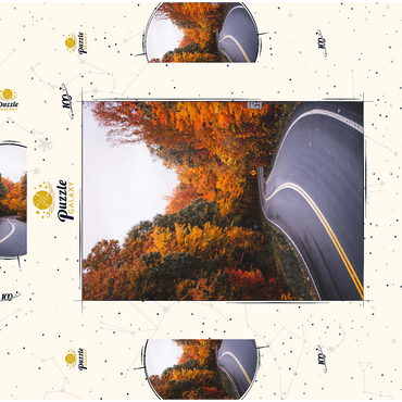 Darstellung des Puzzle Motivs Winding Road Through Vibrant Autumn Forest 100 Puzzle Schachtel 3D Modell