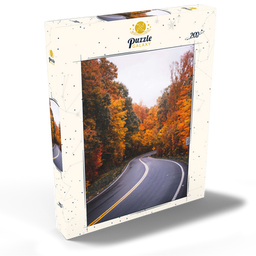 Darstellung des Puzzle Motivs Winding Road Through Vibrant Autumn Forest 200 Puzzle Schachtel Ansicht2