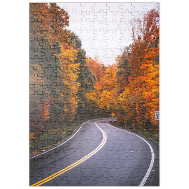Darstellung des Puzzle Motivs puzzleplate Winding Road Through Vibrant Autumn Forest 200 Puzzle