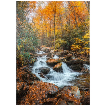 Darstellung des Puzzle Motivs puzzleplate Cascading Stream in Autumn Forest 1000 Puzzle