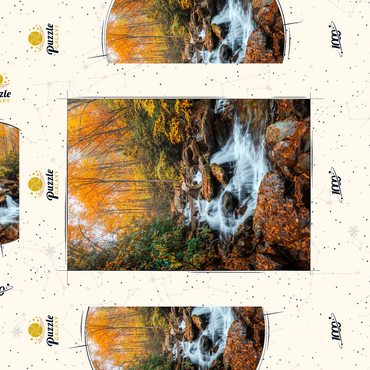 Darstellung des Puzzle Motivs Cascading Stream in Autumn Forest 1000 Puzzle Schachtel 3D Modell