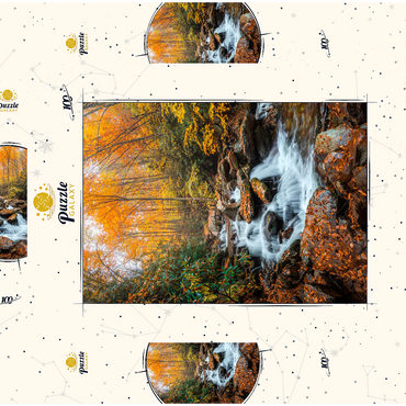 Darstellung des Puzzle Motivs Cascading Stream in Autumn Forest 100 Puzzle Schachtel 3D Modell