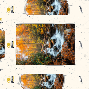 Darstellung des Puzzle Motivs Cascading Stream in Autumn Forest 500 Puzzle Schachtel 3D Modell