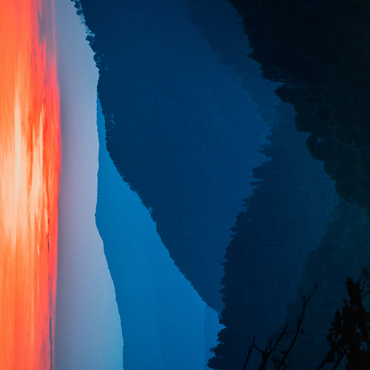 Darstellung des Puzzle Motivs Sunset Over Layered Mountain Ranges 1000 Puzzle 3D Modell