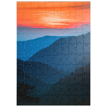 Darstellung des Puzzle Motivs puzzleplate Sunset Over Layered Mountain Ranges 100 Puzzle