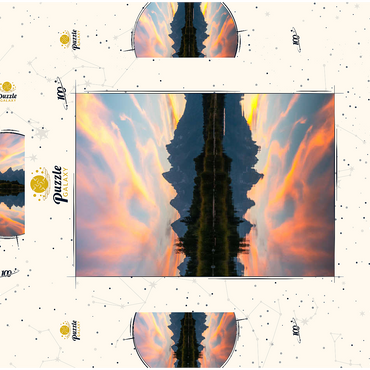 Darstellung des Puzzle Motivs Sunset Reflection Over Mountain Lake 100 Puzzle Schachtel 3D Modell