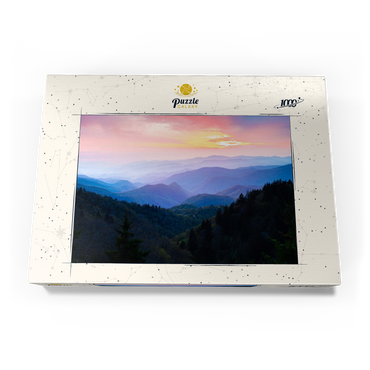 Darstellung des Puzzle Motivs Sunrise Over Smoky Mountain Ranges 1000 Puzzle Schachtel Ansicht3